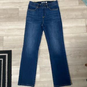 Betabrand Straight-Leg 4-Pocket Denim Yoga Pants in Dark Vintage Wash